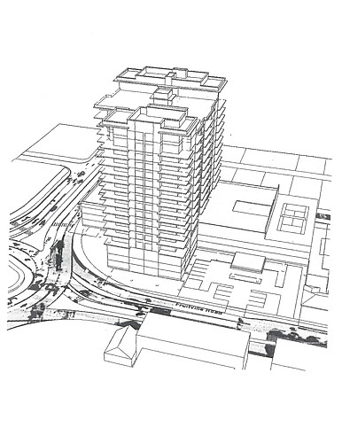 Kevin Daves presented this conceptual drawing for a project Fruitville and U.S. 41. The 18-story segment is limited to land already entitled to that height.