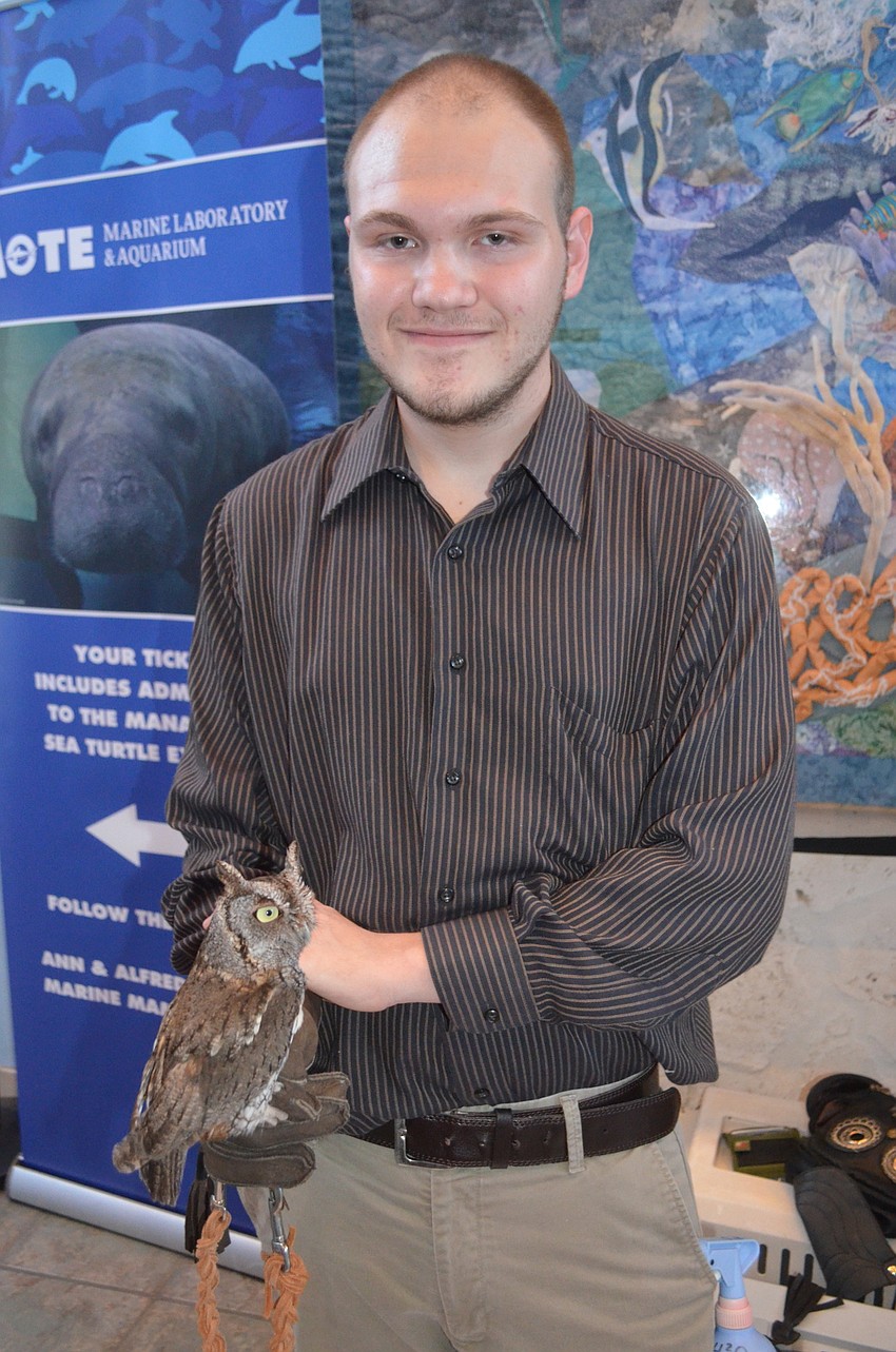 Jonathan Hande and Bark, an eastern screech owl