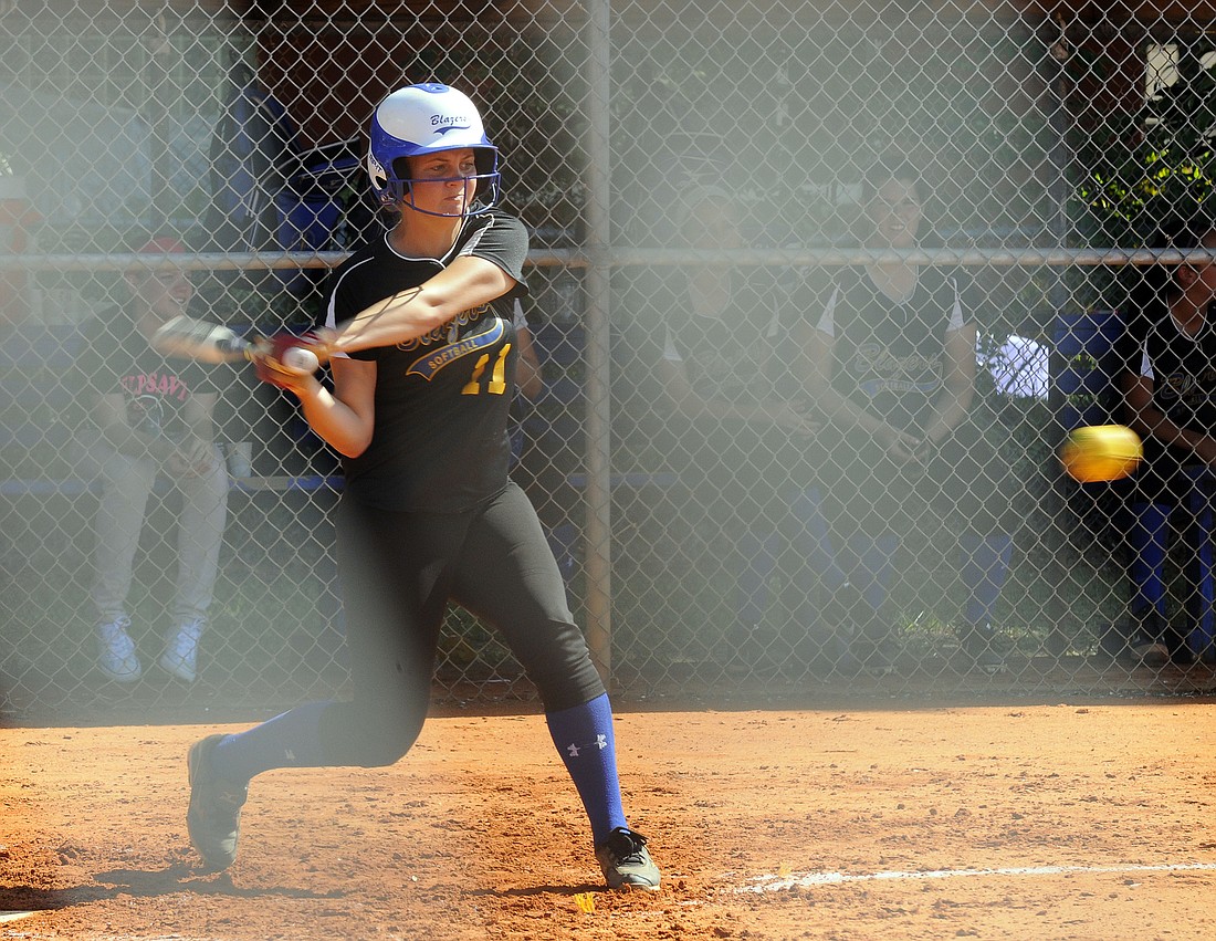 Sarasota Christian's Audra King went 4-for-4 with a pair of RBI against Seacrest March 10.