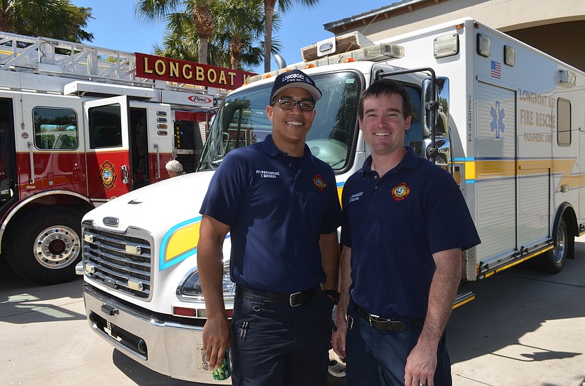 Firefighter/paramedics Tirso Guernero and Brian Kolesa