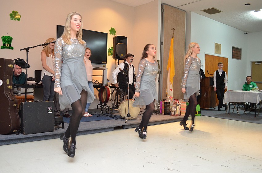 Dancers Kelsey Miko, Cierra Trapani and Caroline Kincaid line up to start a number.