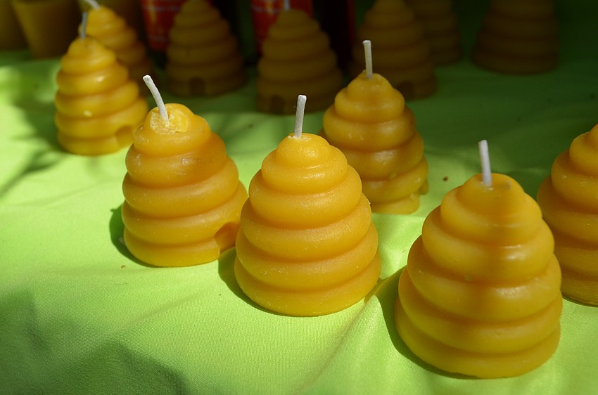 Candles sold by the Sarasota Honey Company made from beeswax.