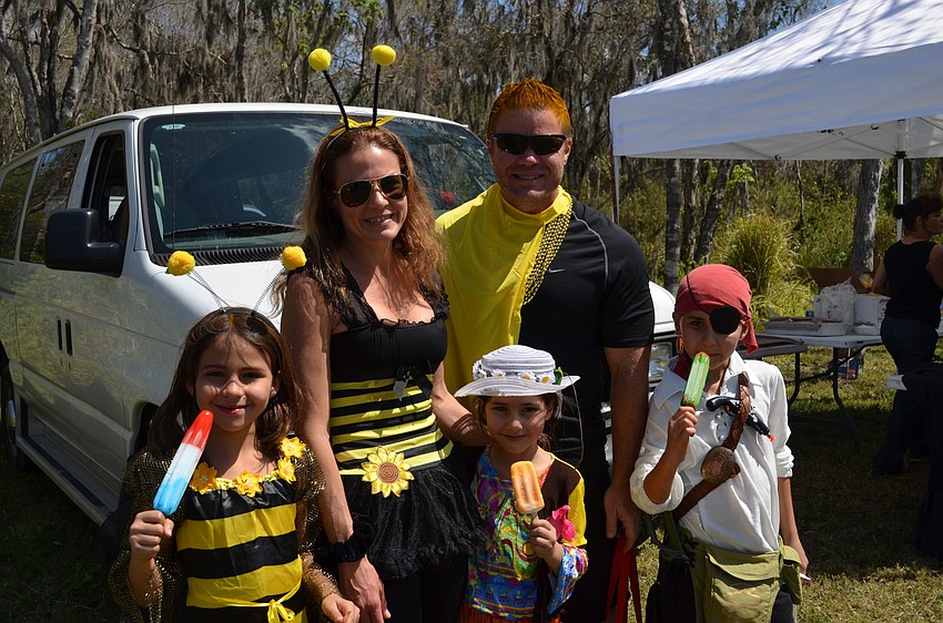 Zoey, Christie, Mia, Kevin and Vincent Harpring made sure to dress the part for the Honey Bee Festival.