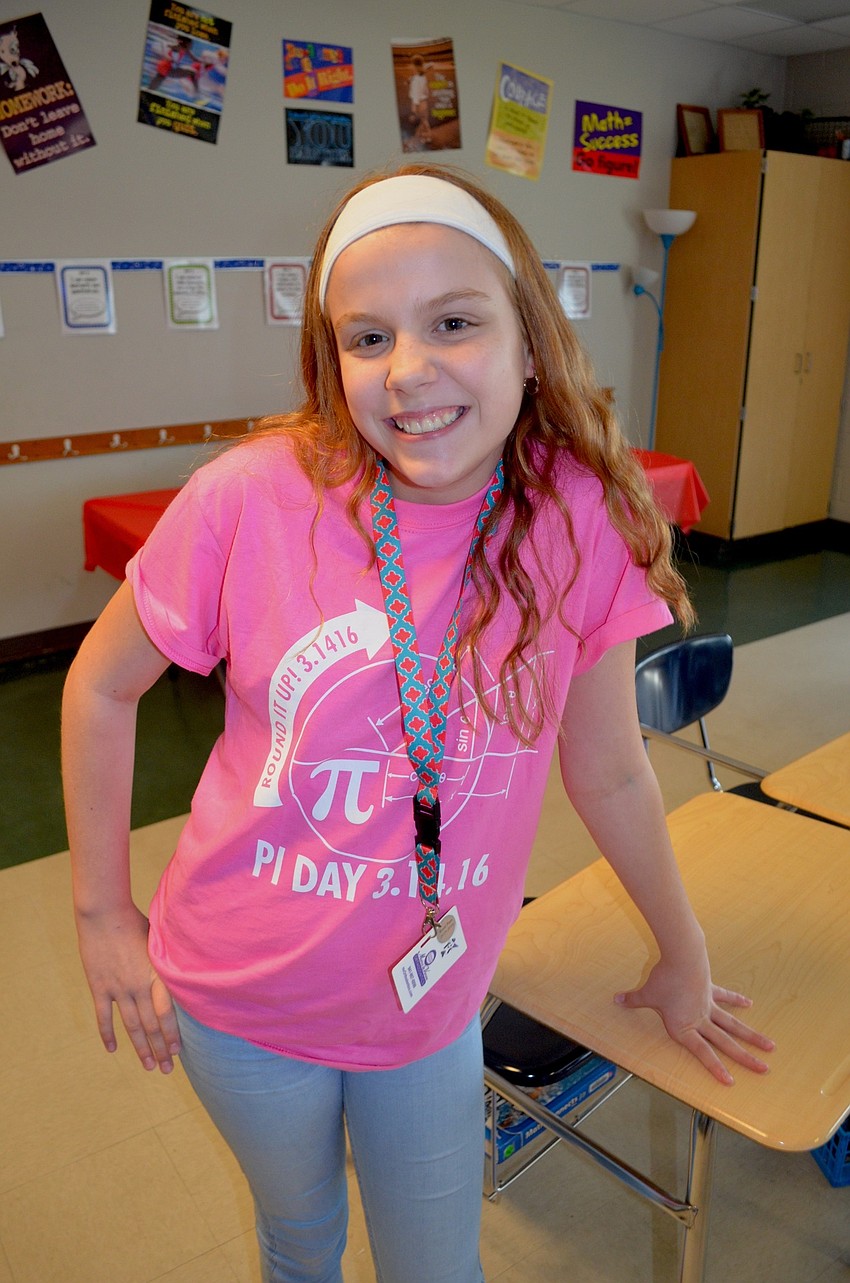 Nolan seventh-grader Ashley Pascarella recites as many digits in the Pi sequence as she can remember.