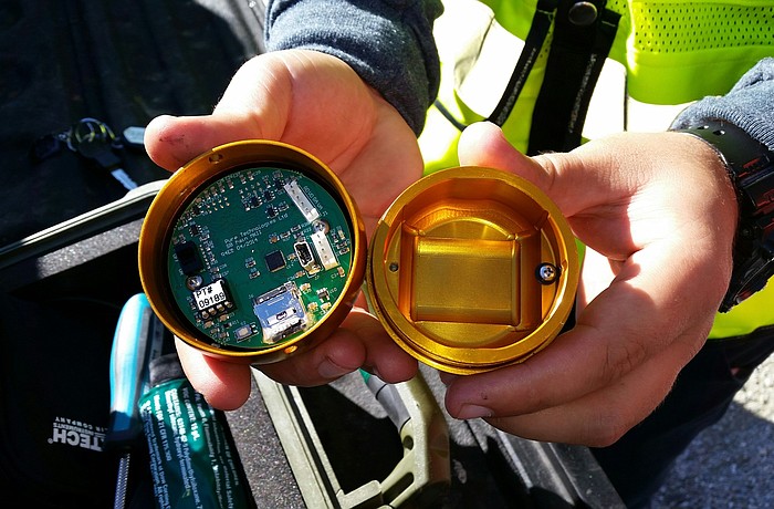 The smart ball before its journey. Courtesy photo.