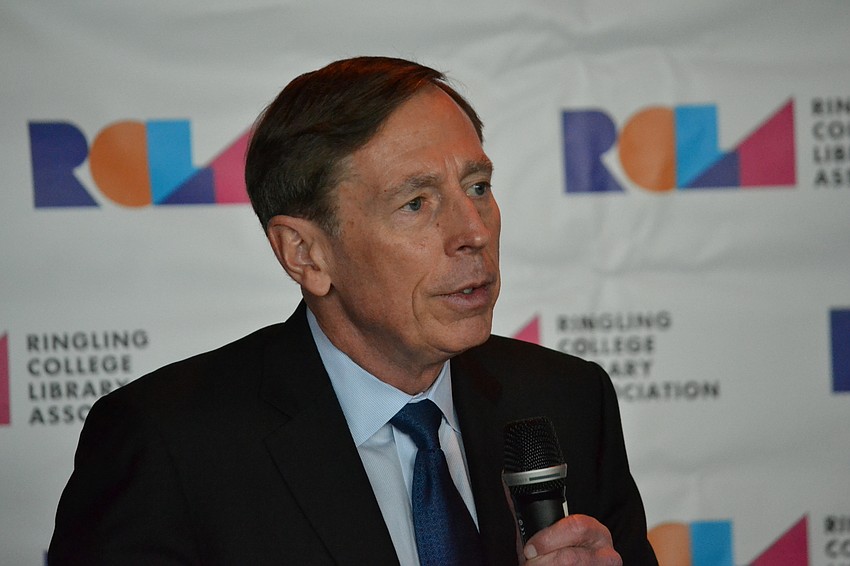 Gen. David Petraeus fields questions from audience members during the luncheon Q&A session.