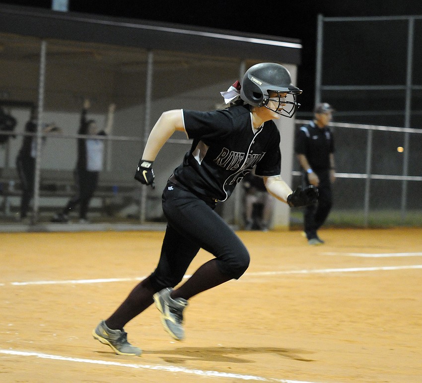 Riverview's Rachel West races down the first base line.