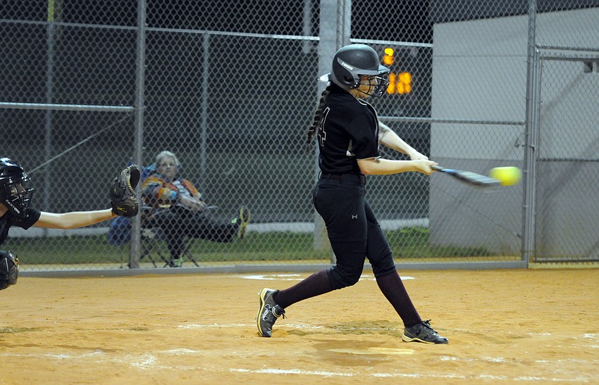 Riverview's Gabby Hernandez notched a hit in her first at bat March 9.