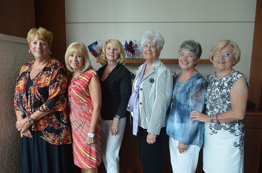 Fashion show planning committee Beth Waldman, Mary Aiello, Barbara Gurchiek, chairwoman Joan Webster, Mary Del Pup and Carol Fischbein
