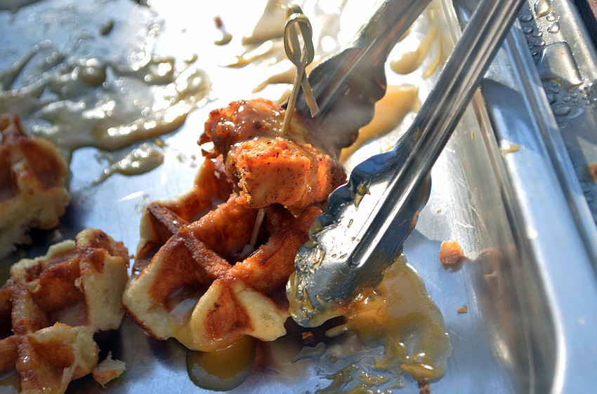 Guests enjoyed light bites, such as chicken and waffles, at the Asolo Rep Major Donors Party.