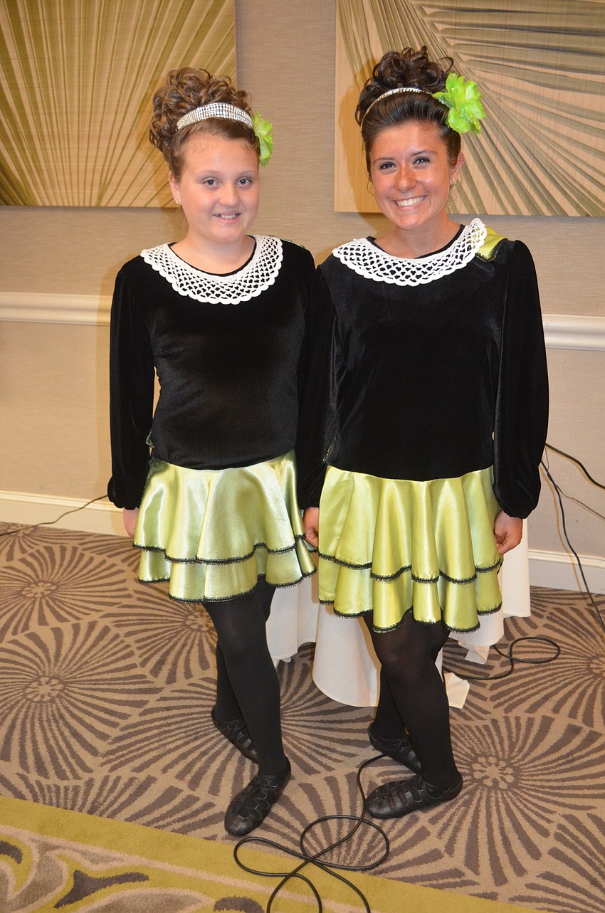 Irish dancers Emma Harting, 10, and Stephanie Lovetere, 16