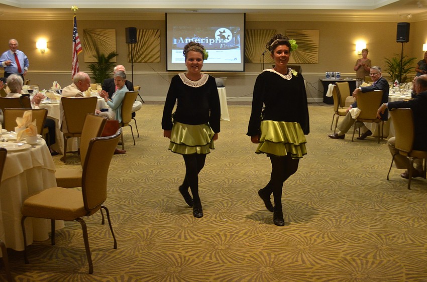Irish dancers Emma Harting, 10, and Stephanie Lovetere, 16