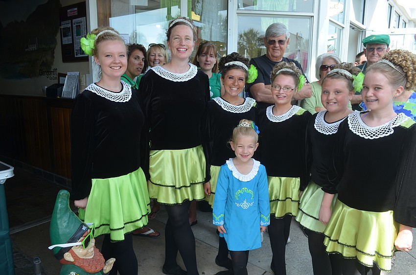 Irish dancers Savannah Stone, instructor Gillian McCormack-Aeppli, Stephanie Lovetere, Ellie Hout Hailey Aeppli, Emma Harting and Ella Sams