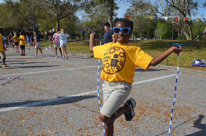 Brandi Carter prefers double dutch jump roping, which allows the participants to jump over two jump ropes.