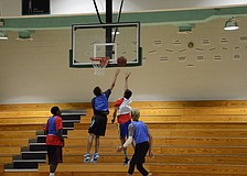 The top two teams played an exhibition game for all the students who participated in the fundraiser.