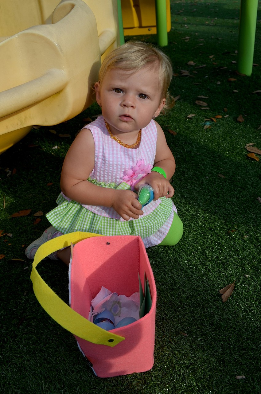 Elizabeth Croust cracks open an egg to see what's inside.