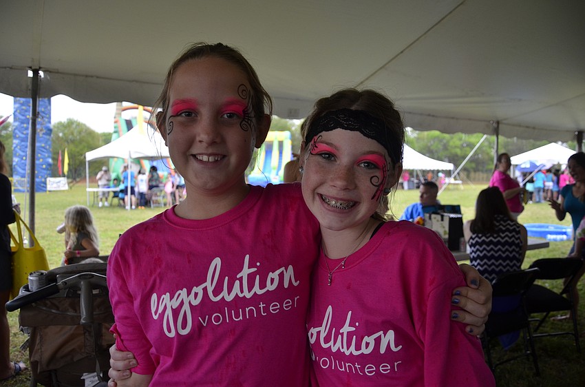 Kimberly Koelsch and Megan Murphy, both of Bradenton, volunteered for their church during the EGGolution.