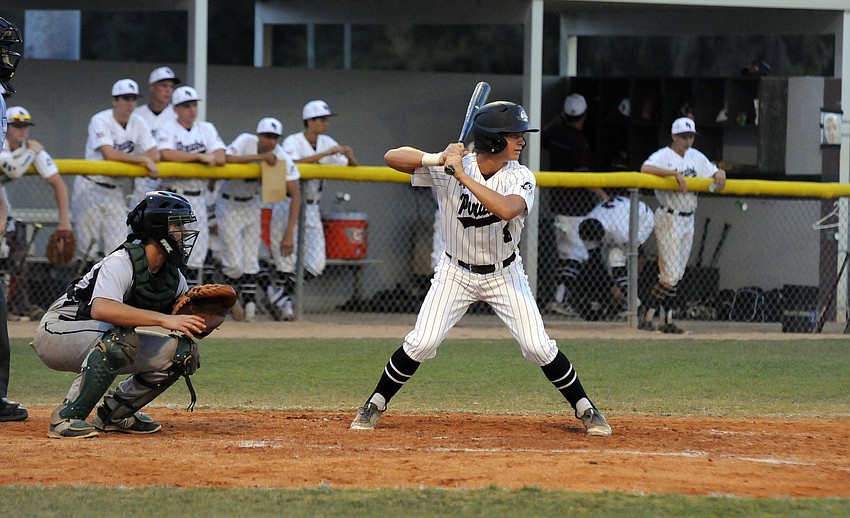 Braden River freshman Colin Goda steps into the batter's box versus Lakewood Ranch March 18.
