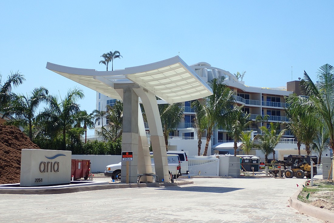 Construction of Aria condominium at 2251 Gulf of Mexico Drive is nearing completion.
