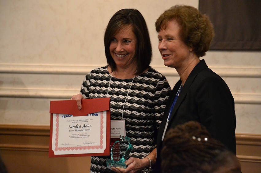 Sandra Ahles received the Teacher of the Year award for Ashton Elementary School.