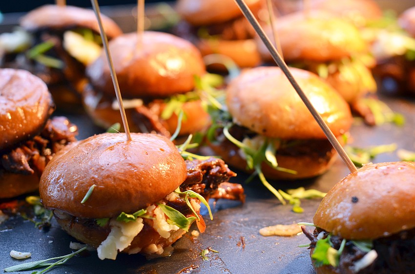 Hard rootbeer braised short rib sliders, tomato jam, pepper jack cheese — Chef Scotty Lazlo, Lido Beach Resort