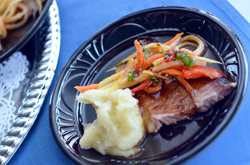 Coffee braised beef brisket with papaya slaw and parsnip mashed potatoes — Chef Paul Mattison, Mattison's