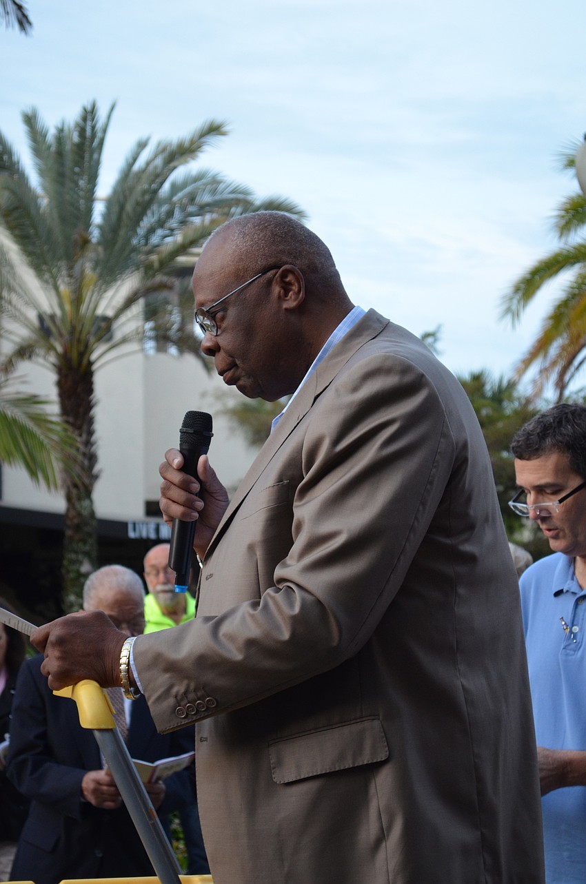 Mayor Willie Shaw was invited to speak during one of the stops for the Stations of the Cross.