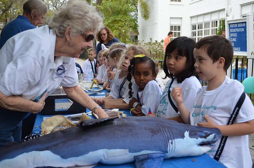 Mote volunteer Judi McCullough explains why and how often sharks lose their teeth.