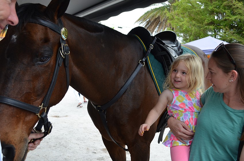 Arianna and Amanda Carter meet Sarasota County Sheriff's Office horse Valor.