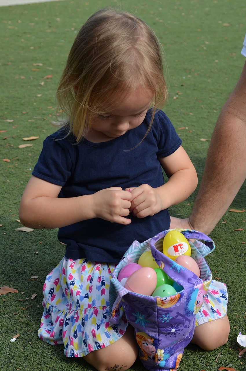 Gaines Turnbull can't wait to open up her Easter eggs.