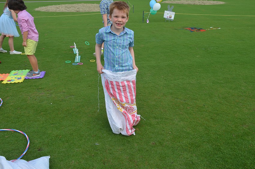Ryan Cobb, 6, enjoys sack racing.