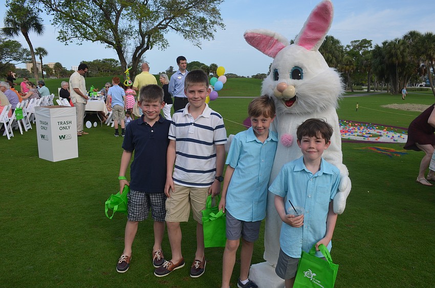 Harry Bouverie, 9, and brother, Louis, 10, with Matthew Read, 8, and brother, Robert, 6
