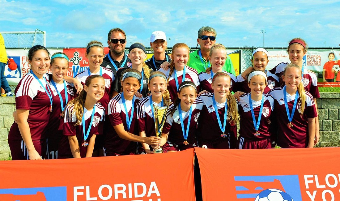 The Braden River Soccer Club U13 Girls Premier team won the Florida Youth Soccer Association's Region C tournament March 19 and March 20. (courtesy photo)