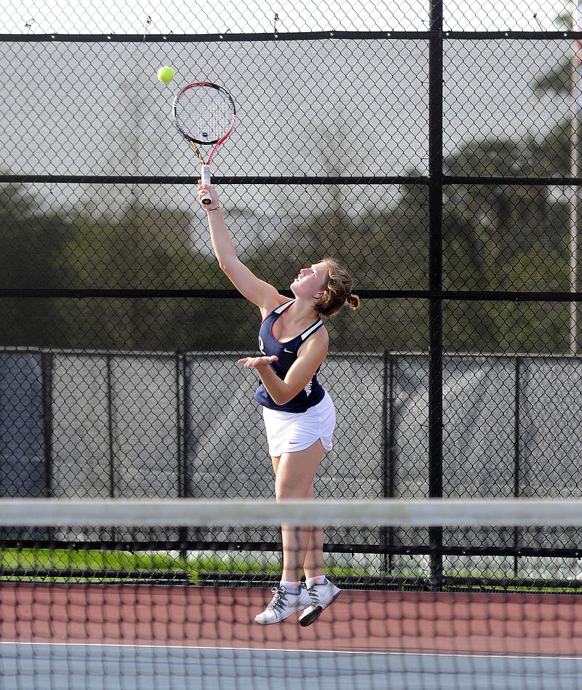 ODA's Paula Klar serves the ball during her No. 4 singles final match.