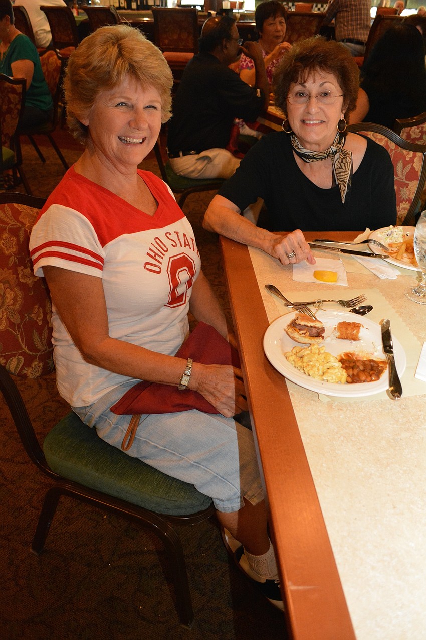 Donna Payton, with friend Elaine Ellis, shows off her Saddle Oxfords shoes.