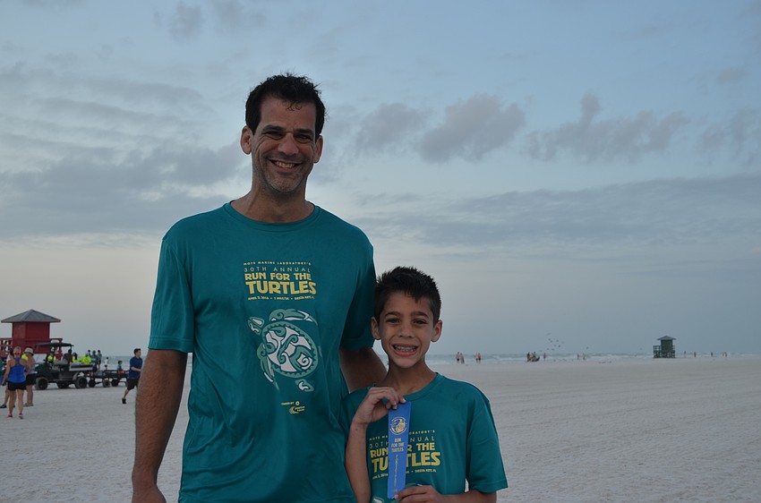 Mike and Chris Hatsios following the one-mile fun run/walk.