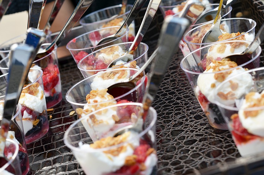 Guests enjoyed breakfast appetizers at the 'Paint the Town Blue' kickoff event.