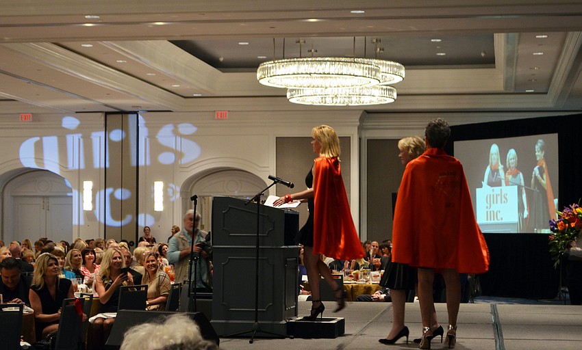 Co-Chairs welcome guests to the 28th annual Girls Inc. Celebration Luncheon.