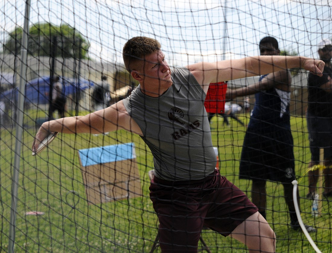 Riverview's Peter Larson will compete in the discus at the Sarasota County Championships April 8.