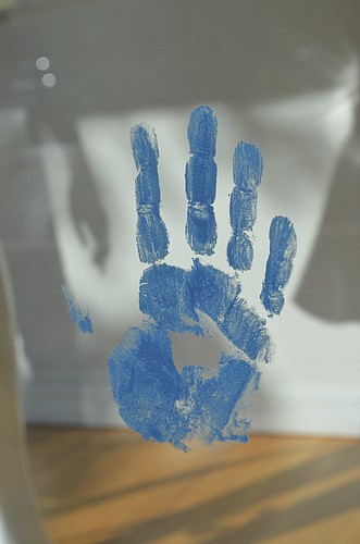 Blue hand prints for Paint SRQ Blue