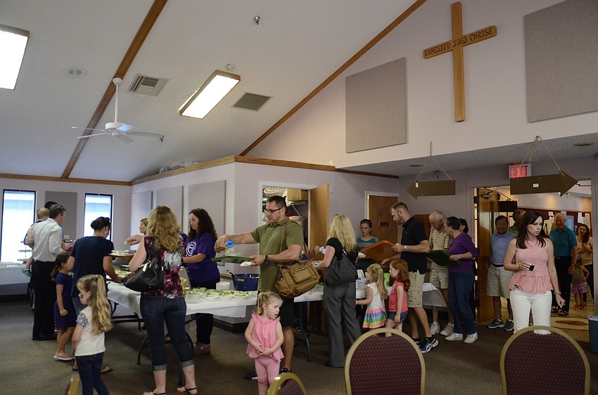 The line for spaghetti wrapped around the serving table and out the door.