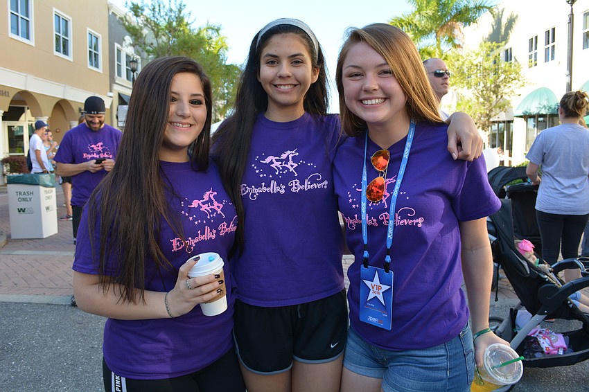 Francesca Ventura, Ingrid Santos and Emmabella Rudd, students at Riverview High School, walk for Emmabella, who has diabetes.