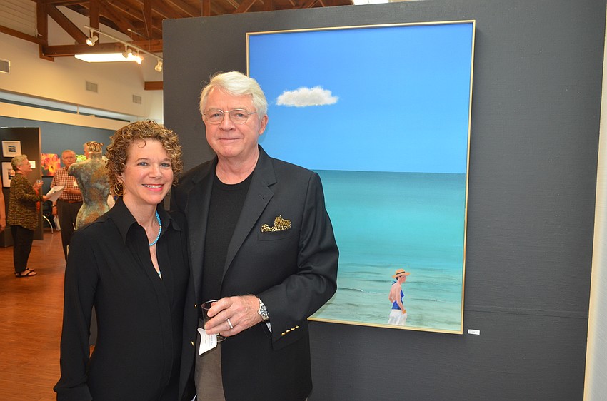 Bonnie Haber and artist Sven Mohr, with “Walking the Beach”