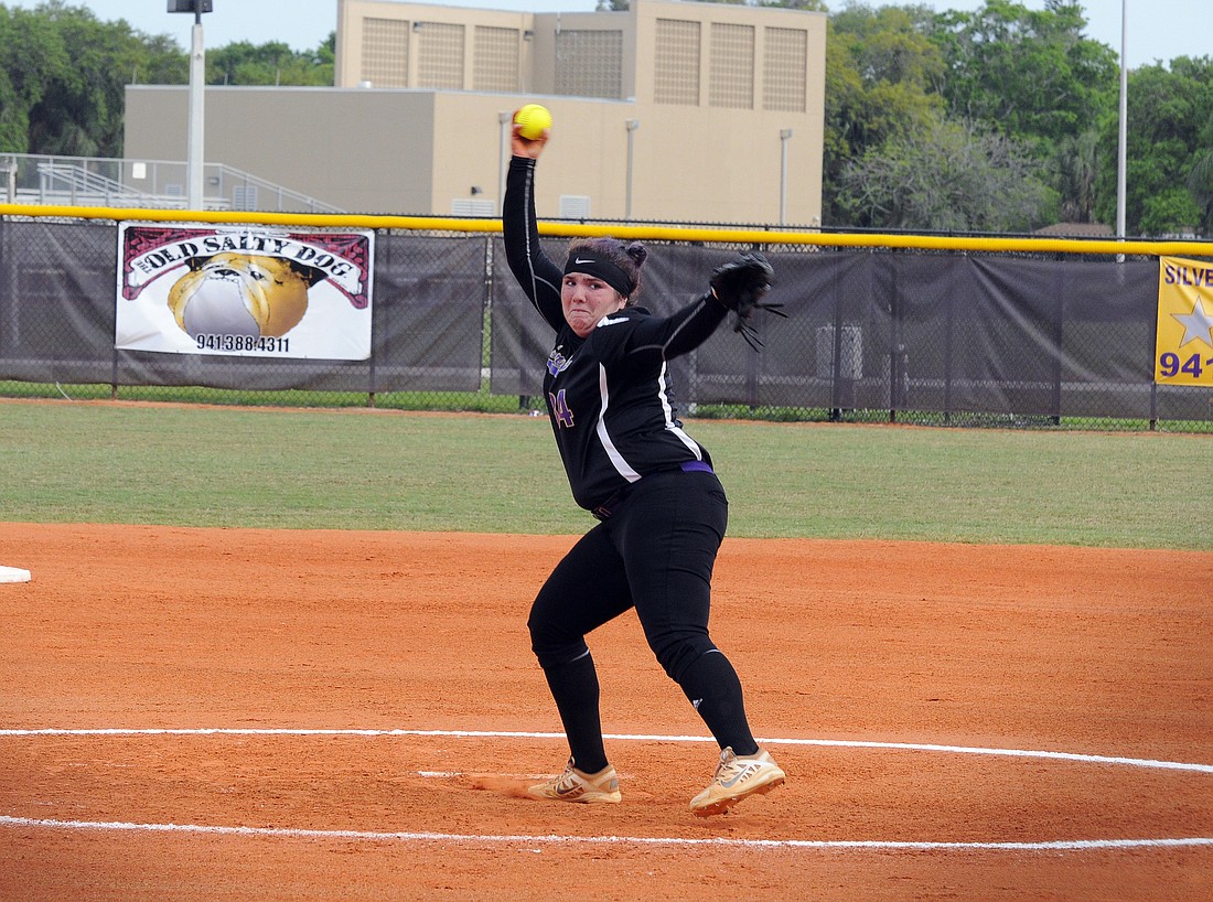 Booker's Sarah Jenkins  pitched a complete game with nine strikeouts to lead the Tornadoes past Port Charlotte 9-2 April 8.