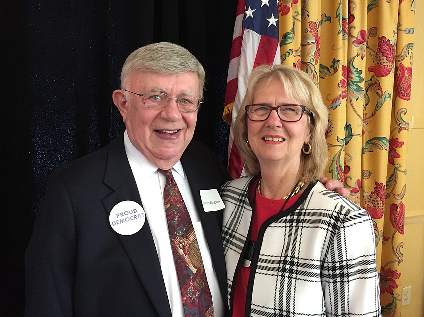 Democratic Club President Murray Blueglass and Susan MacManus