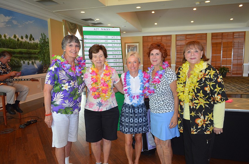 President Carol Meese, Treasurer Hannah Weinberg, outgoing Vice President Gwen Watson, incoming Vice President Debbie Rand and Secretary Helen Glaser