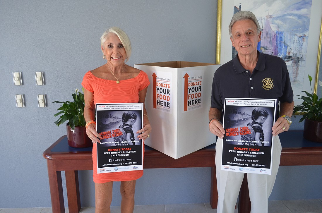 Jane Hunter and Gene Luca, who are spearheading the Rotary Club of Longboat Key's involvement with Campaign Against Summer Hunger.