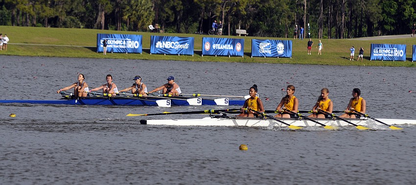 The Sarasota Crew held off Plant High to win the Girls Freshman 4x final.