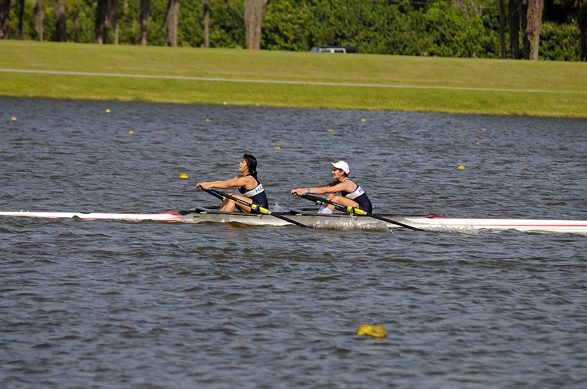 A pair of Halifax rowers compete in the Girls Freshman 2x.