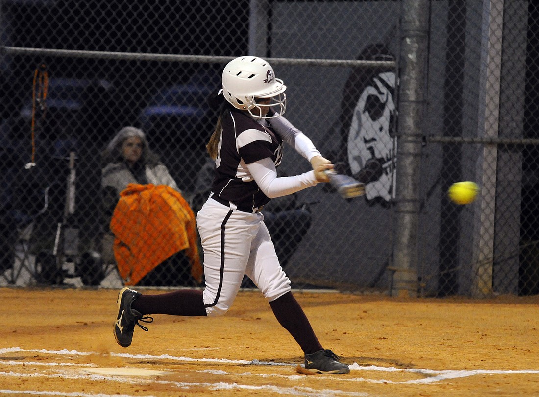 Braden River junior Myah Moy hit her first high school grand slam in the Class 7A-District 9 championship April 14.